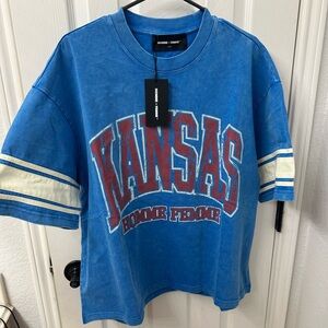 Kansas Homme Femme Blue Graphic Tee